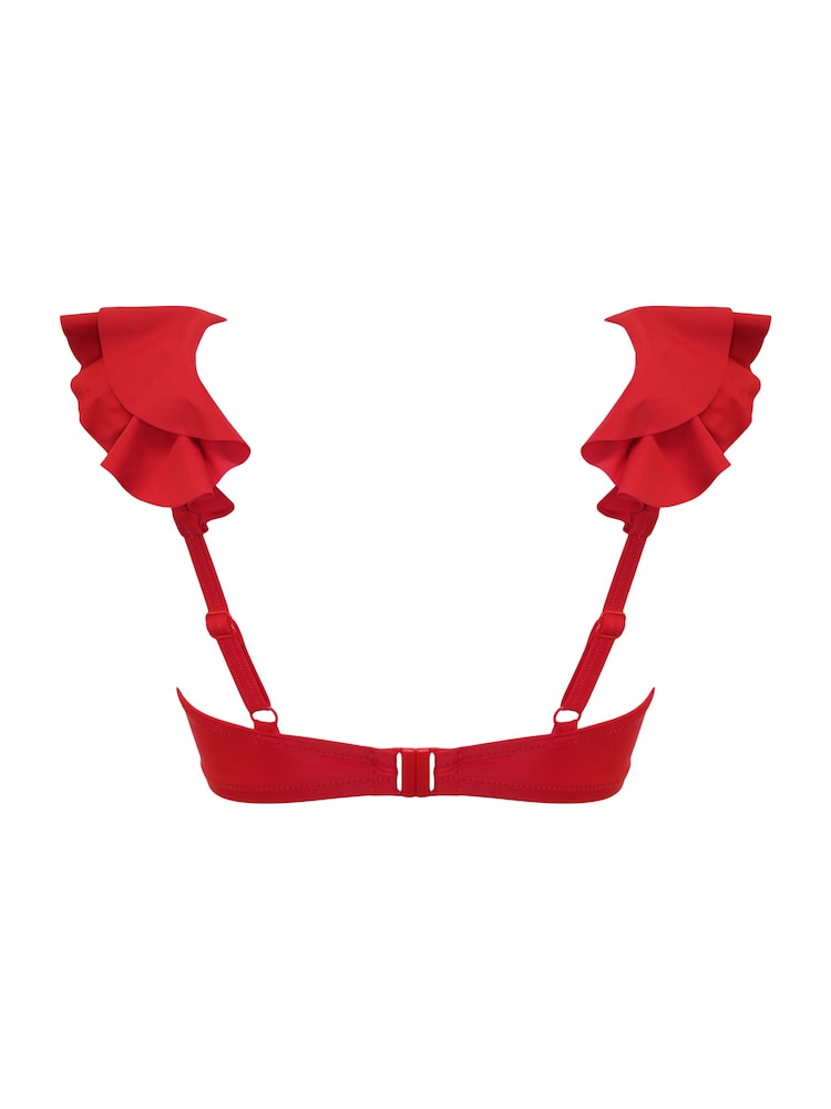 Pour Moi Red Andalucia Frill Underwired Non Padded Bikini Top - Image 4 of 4