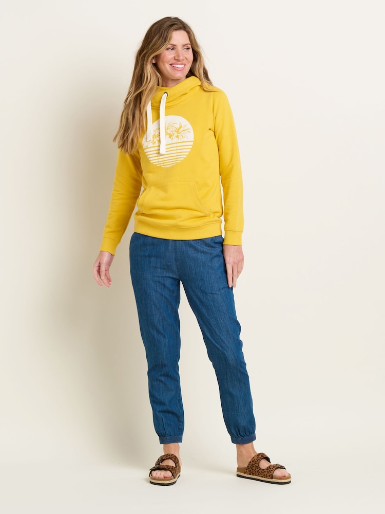 Brakeburn Yellow Palm Elise 100% Cotton Hoodie - Image 5 of 5