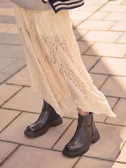 Black Leather Forever Comfort® Suede Square Toe Shearling Boots - Image 3 of 9