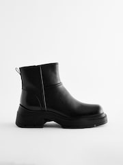 Black Leather Forever Comfort® Suede Square Toe Shearling Boots - Image 5 of 9