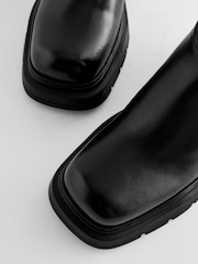 Black Leather Forever Comfort® Suede Square Toe Shearling Boots - Image 7 of 9