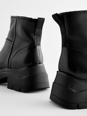 Black Leather Forever Comfort® Suede Square Toe Shearling Boots - Image 9 of 9