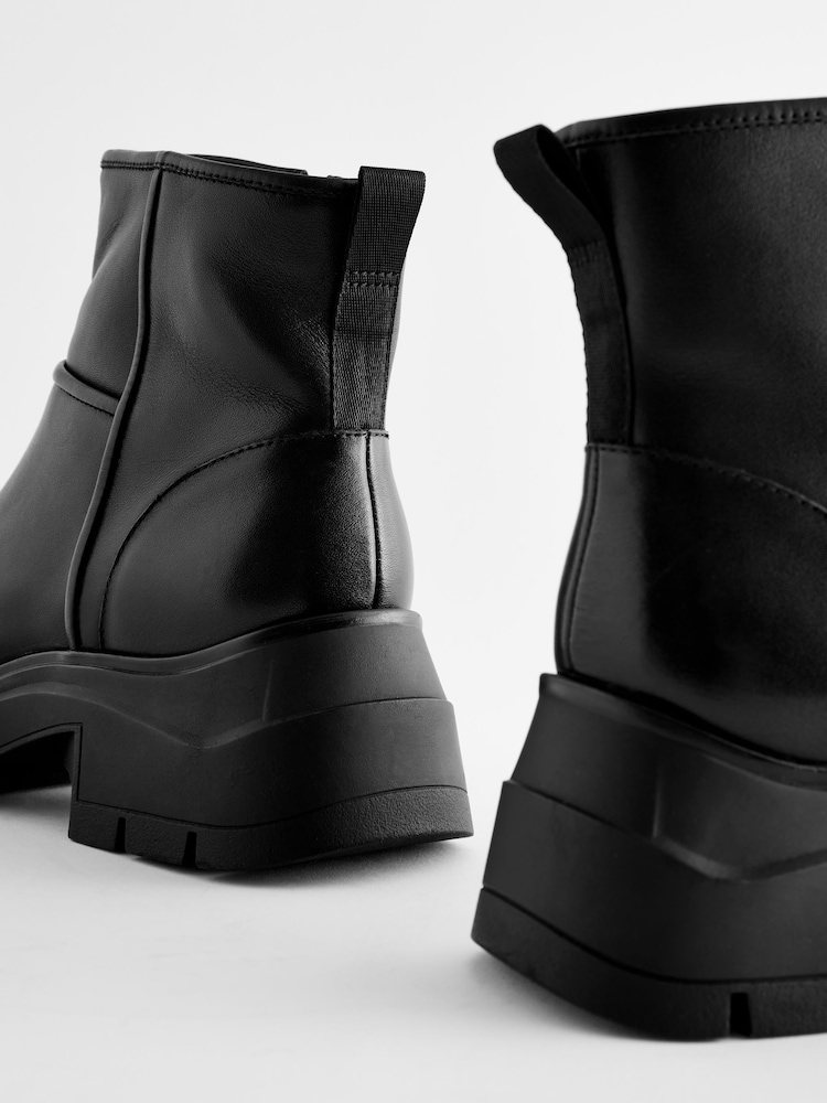 Black Leather Forever Comfort® Suede Square Toe Shearling Boots - Image 9 of 9
