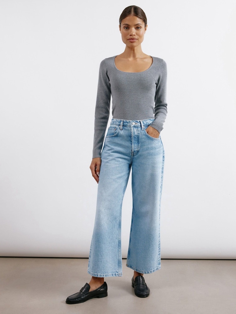 Albaray Blue Wide Leg Crop Jeans - Image 1 of 4