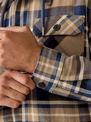 Tan Brown Check Hooded Borg Lined Shacket - Image 5 of 9