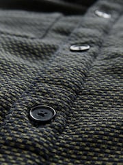 Dark Green Borg Lined Textured 100% Cotton Shacket - Image 10 of 10