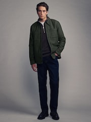 Dark Green Borg Lined Textured 100% Cotton Shacket - Image 2 of 10