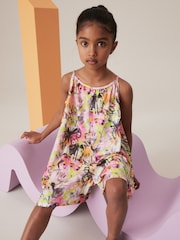 Pink/Yellow Graffiti Butterfly Crinkle Texture Playsuit (3-16yrs) - Image 2 of 6