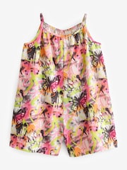 Pink/Yellow Graffiti Butterfly Crinkle Texture Playsuit (3-16yrs) - Image 4 of 6