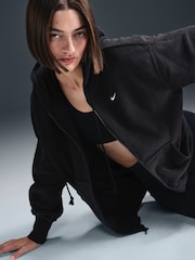 Nike Black Phoenix Plush Oversized Cozy Fleece Full-Zip Hoodie - Image 4 of 6