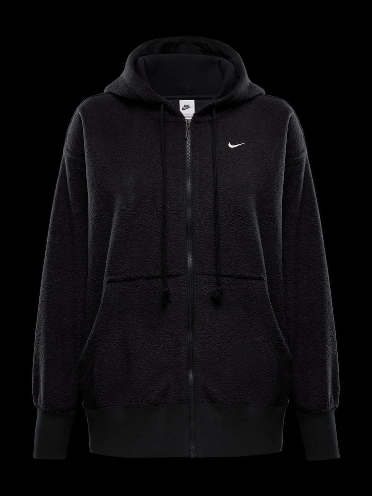 Nike Black Phoenix Plush Oversized Cozy Fleece Full-Zip Hoodie - Image 6 of 6