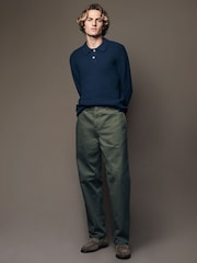 Navy Blue Regular Fit Premium Lambswool Blend Polo Neck Jumper - Image 2 of 5