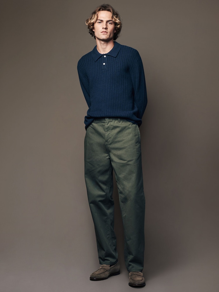Navy Blue Regular Fit Premium Lambswool Blend Polo Neck Jumper - Image 2 of 5