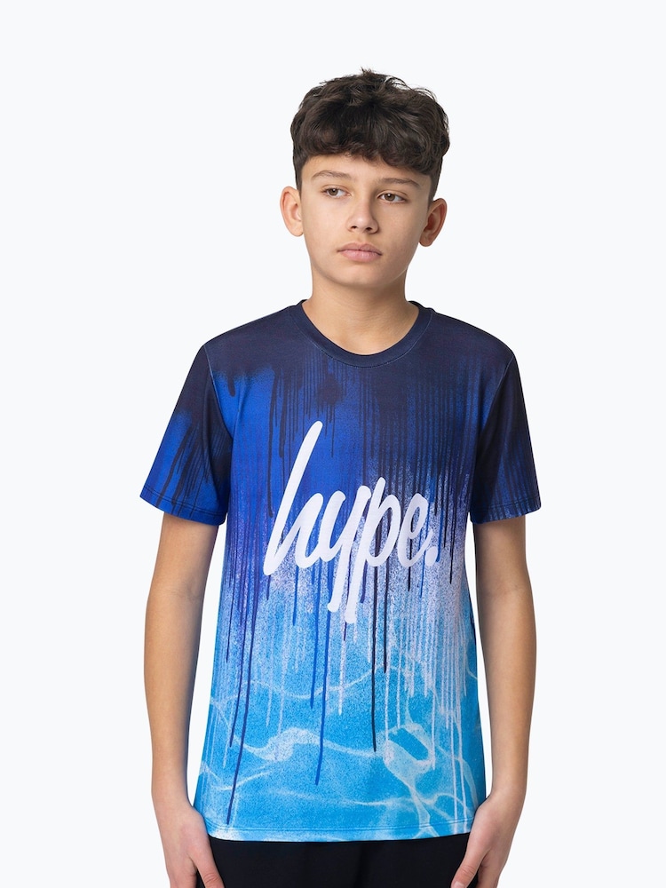Hype. Boys Blue Multi Pool Drips T-Shirt - Image 1 of 4