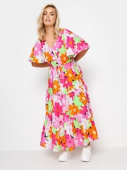 Yours Curve Pink Angel Sleeve Midi Dress - Image 1 of 4