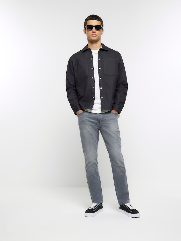 River Island Grey Faded Slim Fit Jeans - Image 1 of 4