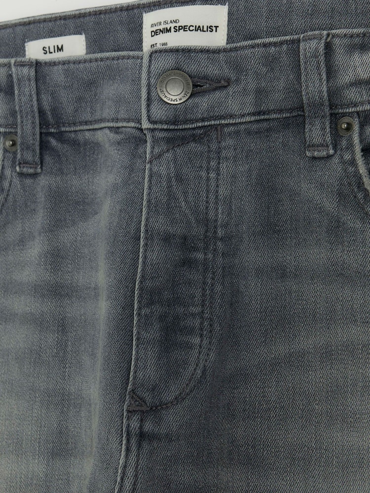 River Island Grey Faded Slim Fit Jeans - Image 4 of 4