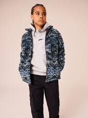 Mid Blue Printed Zip Through Borg Fleece (3-16yrs) - Image 2 of 7
