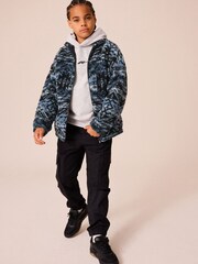 Mid Blue Printed Zip Through Borg Fleece (3-16yrs) - Image 4 of 7