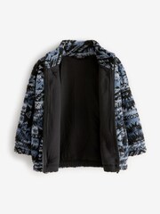 Mid Blue Printed Zip Through Borg Fleece (3-16yrs) - Image 6 of 7