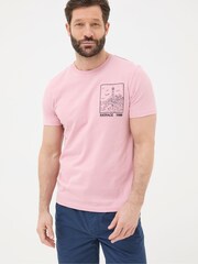 FatFace Pink Lighthouse Embroidered T-Shirt - Image 1 of 5