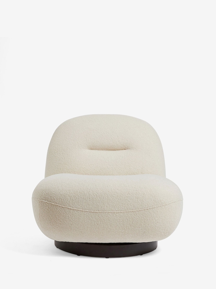 Cosy Boucle Ivory Natural Otis Swivel Accent Chair - Image 2 of 7