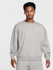Nike Heather Grey Oversized Club Fleece Sweatshirt - Image 1 of 6