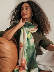 Green Watercolour Lightweight Scarf - Image 1 of 6