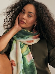 Green Watercolour Lightweight Scarf - Image 3 of 6