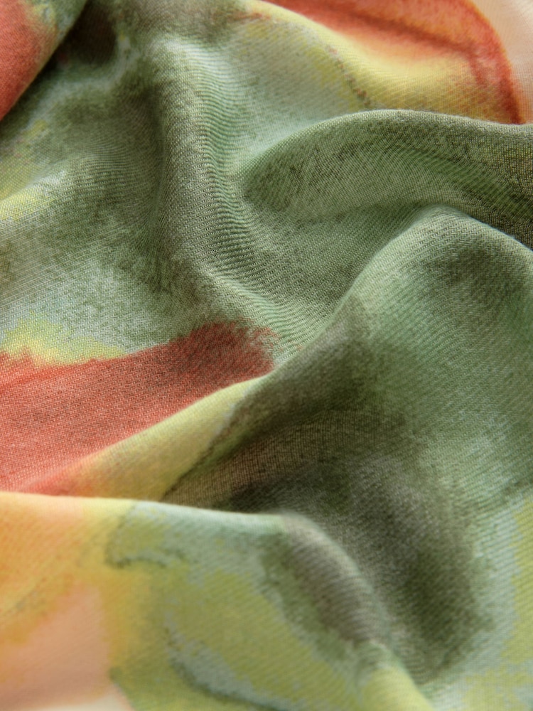 Green Watercolour Lightweight Scarf - Image 6 of 6 Green Watercolour Lightweight Scarf - Image 6 of 6
