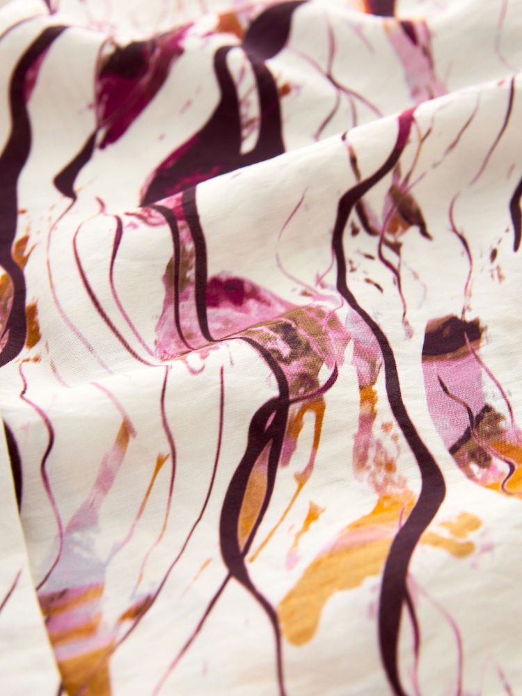 Ecru/Purple Swirl Print Long Sleeve Button Down Shirt - Image 8 of 8
