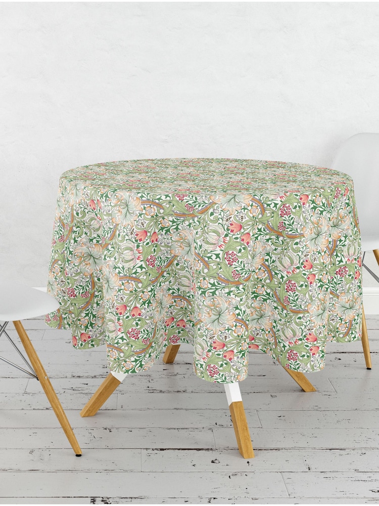 William Morris Gallery Golden Lily 100% Cotton Wipe Clean Table Cloth - Image 2 of 2