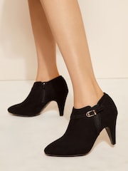 Friends Like These Black Wide Fit Mid Heeled Zip Buckle Shoe Boot - Image 2 of 4