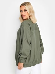 Yours Curve Green Twill Casual 100% Cotton Bomber Jacket - Image 3 of 5