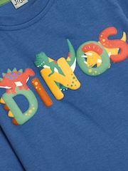 JoJo Maman Bébé Indigo Blue Dino Text Printed Top - Image 3 of 3