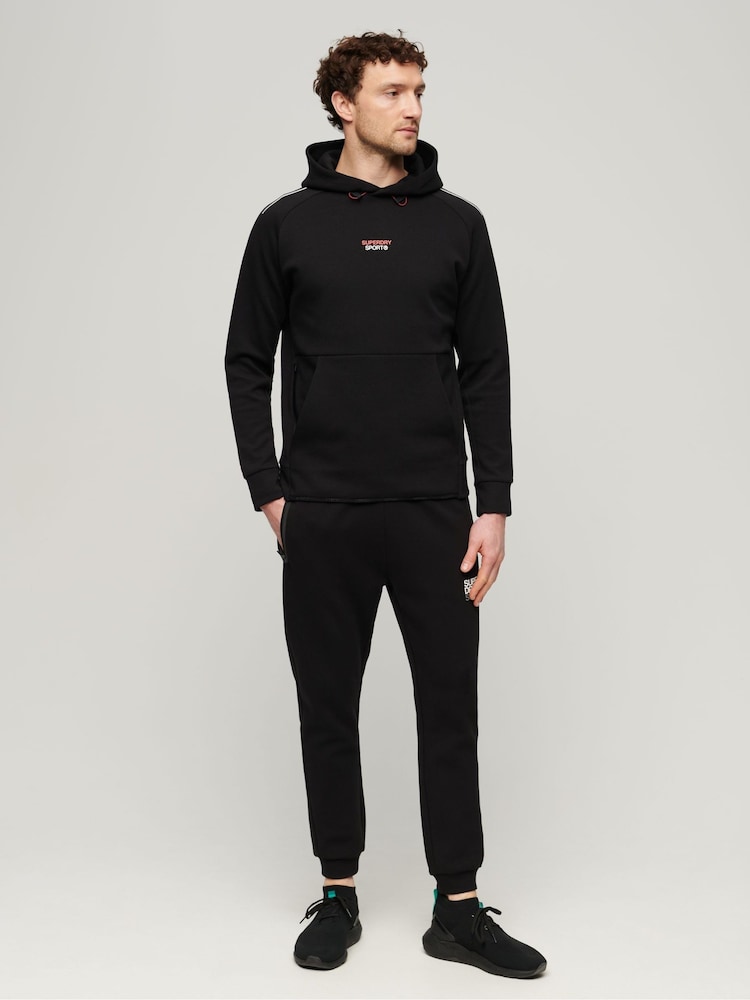 Superdry Black Sport Tech Logo Loose Hoodie - Image 1 of 3