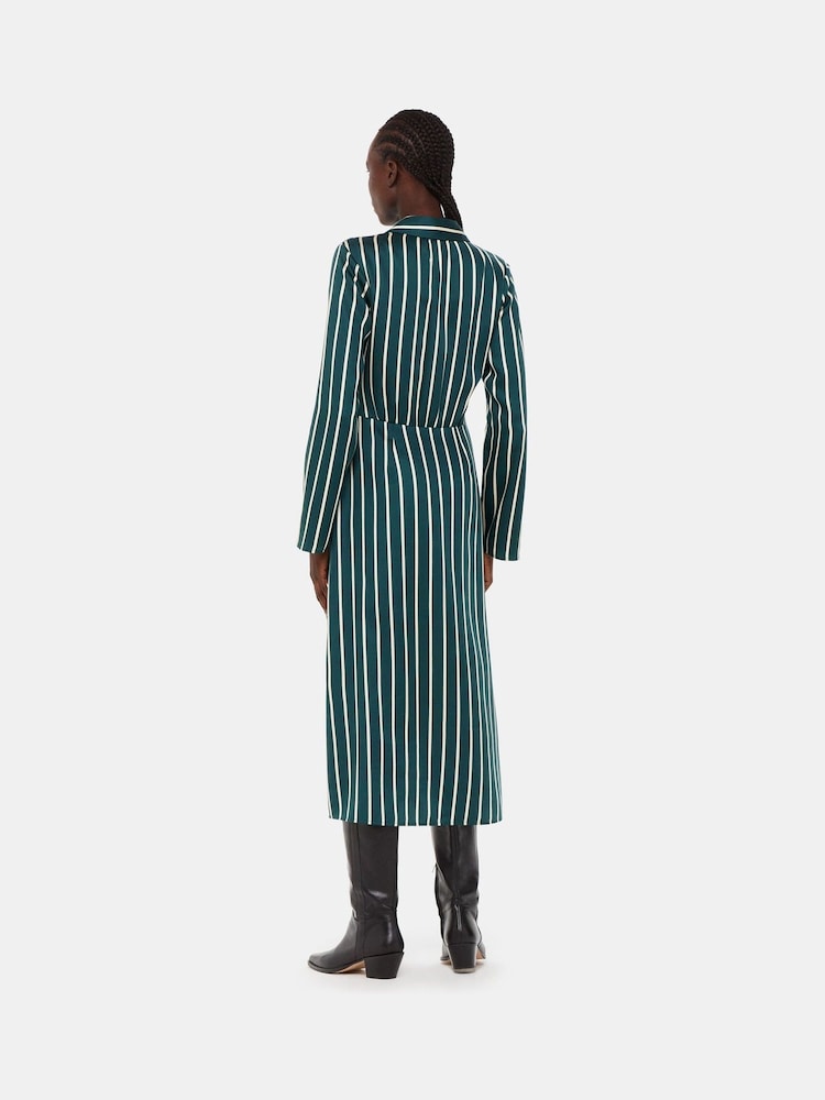 Whistles Green/Multi Petite Petite Printed Stripe Shirt Dress - Image 2 of 4