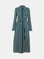 Whistles Green/Multi Petite Petite Printed Stripe Shirt Dress - Image 4 of 4