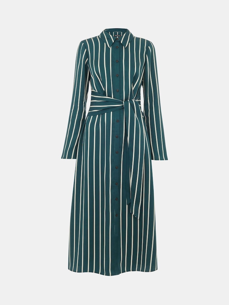 Whistles Green/Multi Petite Petite Printed Stripe Shirt Dress - Image 4 of 4