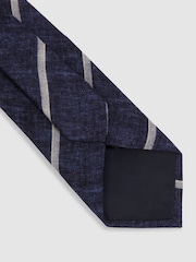 Reiss Navy Maestro Striped Wool Melange Tie - Image 4 of 5