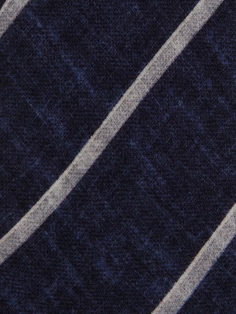 Reiss Navy Maestro Striped Wool Melange Tie - Image 5 of 5