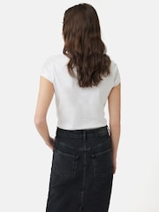 Jigsaw White 100% Cotton Scoop Neck T-Shirt - Image 5 of 6