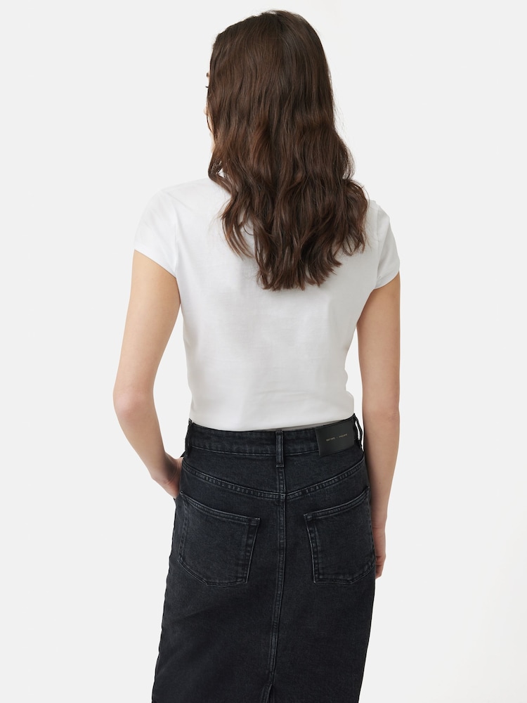 Jigsaw White 100% Cotton Scoop Neck T-Shirt - Image 5 of 6
