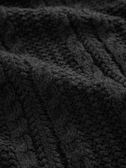 Black Cable Knitted Poncho Jumper with Wool - Image 7 of 8