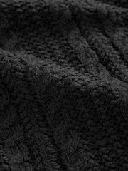 Black Cable Knitted Poncho Jumper with Wool - Image 8 of 8