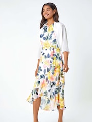 Roman White Ruched Hem Chiffon Jacket - Image 2 of 5