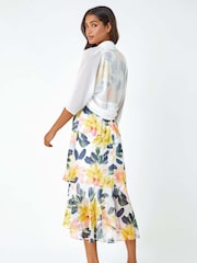 Roman White Ruched Hem Chiffon Jacket - Image 3 of 5