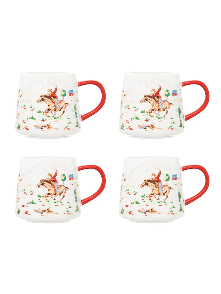 Cath Kidston Cream Cowboy Boots Billie Mug Set Of 4 - Image 2 of 4