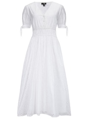 Pour Moi White Amanda Fuller Bust Broderie Tiered Midaxi Dress - Image 3 of 4