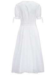 Pour Moi White Amanda Fuller Bust Broderie Tiered Midaxi Dress - Image 4 of 4